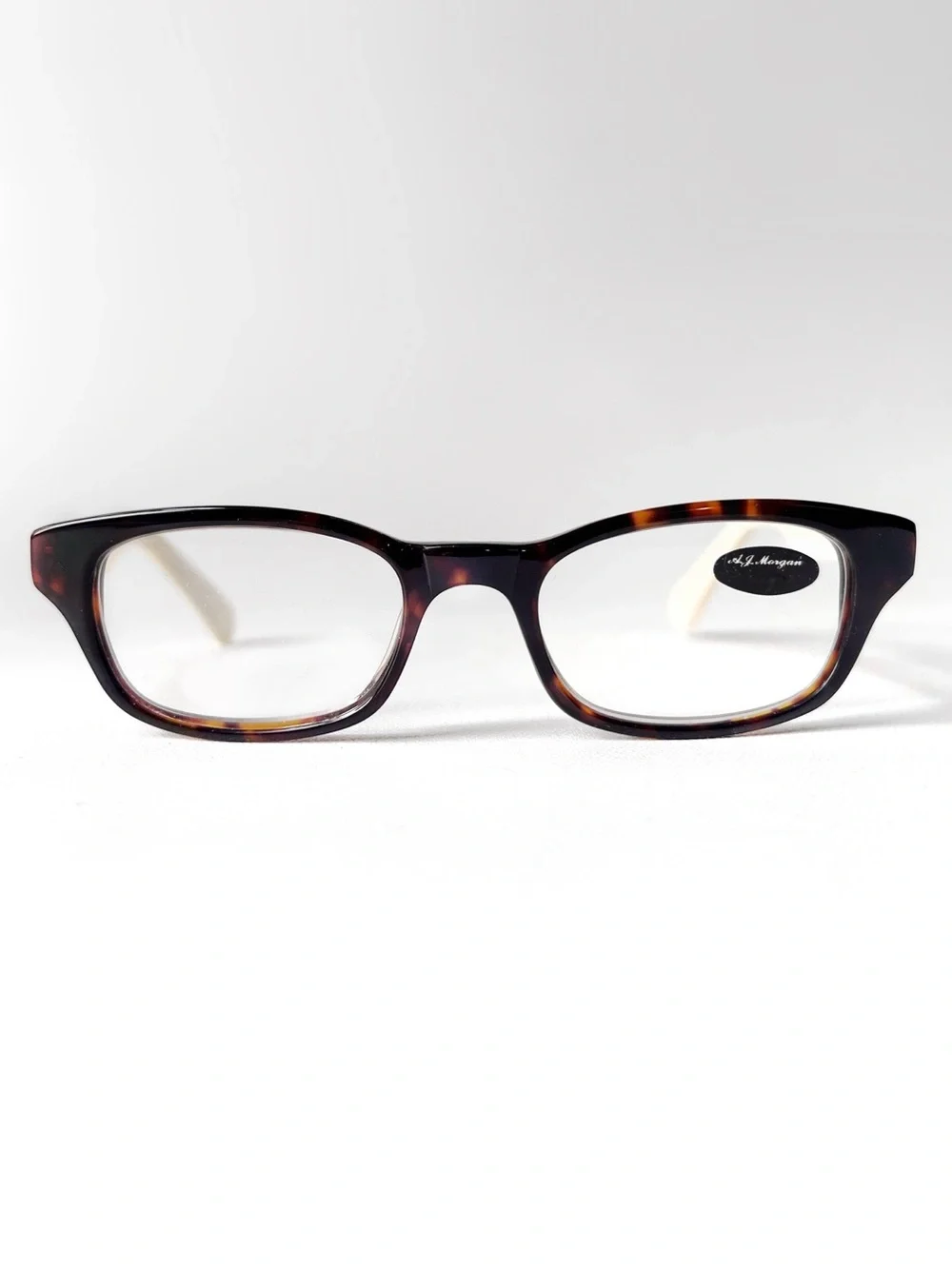 PETITE Fit +3.00 Reading Glasses Tortoise/White Square Hornrim Flex Hinge Unisex